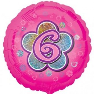 Pink Daisy Flowers Age 6 Birthday Balloon